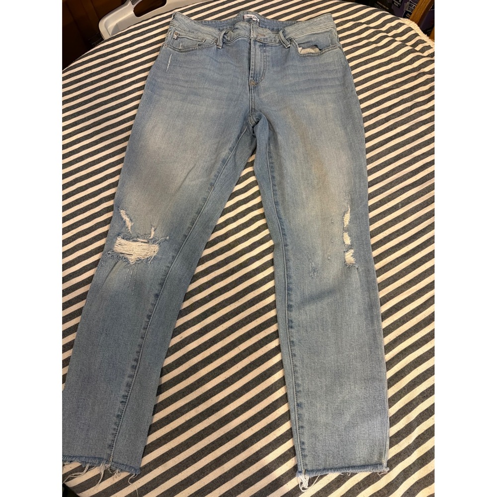 Dear John American Classic Distressed Skinny Jeans Light Wash Raw Hem Size 31